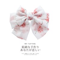 酒红色大蝴蝶结发夹后脑勺边夹少女日系弹簧夹发卡jk头饰