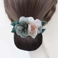 日韩系发饰银行酒店气质优雅职业花朵发网护士盘发网兜上班发夹女