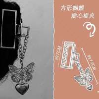 ins爱心蝴蝶吊坠抓夹后脑勺发抓发夹金属立体小众鲨鱼夹发卡