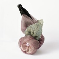 韩版百搭带齿防滑绢纱布艺花朵香蕉夹后脑勺盘发马尾发卡成人竖夹