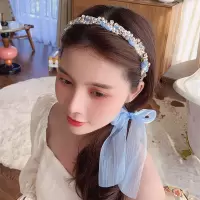 苏发箍女百搭外出水钻头饰耳环一体头箍后挂式森系仙发卡发饰