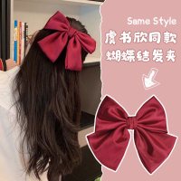 韩版jk红色大蝴蝶结头饰发夹后脑勺发饰发绳仙发卡顶夹夹子