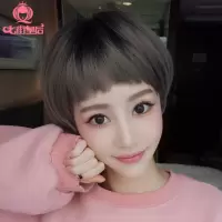 齐刘海假发女短发o头修脸蓬松自然逼真假发头套