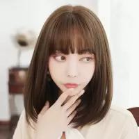 假发女短发日系空气刘海O头修脸齐刘海假发头套