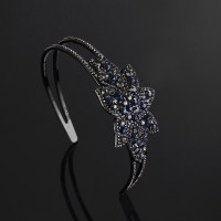 带齿防滑卡子发箍双排水钻花朵发夹简约气质宽边压发成人头箍