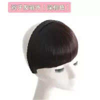 假头帘齐刘海假发片无痕假发女发箍齐刘海一刀切发饰齐海|双发箍-深棕色