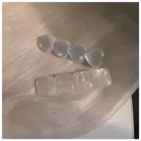 仿猫眼石+仿贝壳仙发夹2只装~仙气十足白色发饰女小众发卡边夹|猫眼石纹爱心+贝壳纹方形