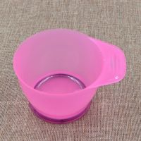 美发染发彩色手柄碗工具 加高型焗油碗 厚实染发大号碗倒膜|粉色 5个装