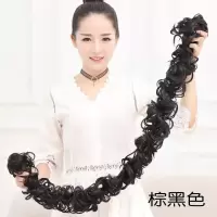 毛毛虫发圈真发头饰缠绕式丸子头假发女蓬松花苞头盘发器汉服发饰|黑棕色