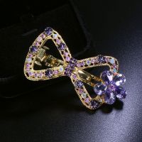 水钻发夹后脑勺夹子头饰发卡女头发顶夹盘发弹簧夹气质款大号|领结花THJ-紫罗兰