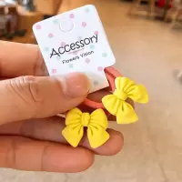 韩版儿童发饰树脂蝴蝶结发圈女童发绳婴幼儿小童对装马尾扎皮筋|[一对]黄色