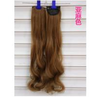 两片装长卷发接发片两卡夹接发片大波浪仿真加厚假发片女|亚麻色[两片装] 60cm[到胸部下面]