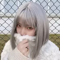 假发女短发修圆脸一刀切气质漫画齐刘海中长直锁骨发全头套式|奶奶灰-短发-30cm 假发+小梳子+小护理液