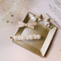 赵丽颖同款珍珠发夹少女边夹ins刘海一字夹子头饰发卡鸭嘴夹|(2件套)珍珠蝴蝶压夹+串珠四花