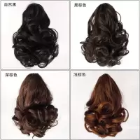 假发女马尾抓夹绑带式短款卷发梨花马尾大波浪假发片逼真自然|自然黑 抓夹大波浪20cm