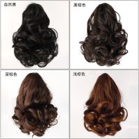 假发女马尾抓夹绑带式短款卷发梨花马尾大波浪假发片逼真自然|浅棕色 抓夹大波浪15cm
