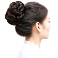 假发发圈丸子头逼真蓬松假发头饰饰品盘头盘头花无痕盘发器广场舞|酒红色 高温丝(耐磨)