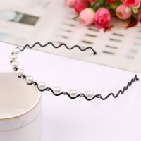 百搭珍珠发箍女可爱外戴头箍发卡成年女简约压发夹子头饰|穿线黑色波浪珍珠