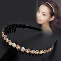 发箍女水钻带齿头箍夹子简约压发防滑发夹成人发卡水晶短头饰|香槟色016