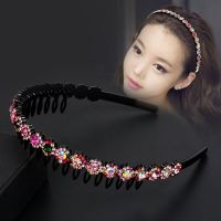 发箍女水钻带齿头箍夹子简约压发防滑发夹成人发卡水晶短头饰|七彩色016