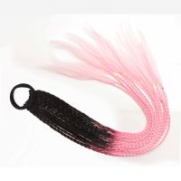 辫子假发女长发彩色小辫子麻花渐变色民族风三股欧美脏辫马尾|双色-黑+樱花粉(一条12根)
