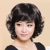 中老年假发女真发送妈妈中年女士短卷发自然蓬松逼真仿真带圆头皮|自然黑+发网