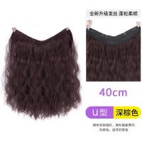 假发女长发一片式无痕水波纹长卷发假发贴片仿真发接发片u型|[深棕色] 60cm[水波纹款]