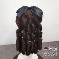 宫廷公主罗马卷假发螺旋复古卷发民国晚礼大上海大小姐插梳马尾卷|深棕色 加长款