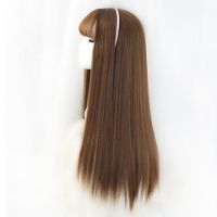 假发男女装大佬空气刘海中长直发帅气圆脸lolita古风cos头套|浅棕色 65cm]发网夹子+小梳子+小护理液