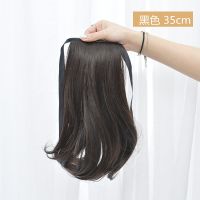 汉服假发女双马尾绑带式长卷发可爱萝莉jk软妹cos洛丽日系辫子|[35cm直发]黑色 [两条装]+小梳子小护理液