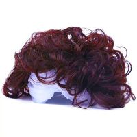 中老年女士头顶补发块蓬松长短卷发送妈妈遮白发增发仿真发补发片|蓬松短卷款长15公分[酒红色]