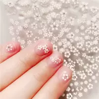 指甲贴纸3d立体指甲印花贴纸小朋友学生显白美甲小贴花纸|百搭小白花(30张)不重复