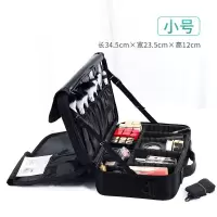 化妆包女便携ins手提大容量多层化妆品收纳美甲纹绣工具箱|[小号]黑色+便携出行化妆包
