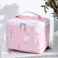 化妆包大容量韩版学生便携随身小号多功能少女心ins收纳袋洗漱包|高款-粉色羊驼[防水加厚]-