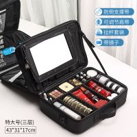 简约便携手提水乳护肤品跟妆包化妆包大号多功能收纳箱|特大号黑色带镜【单双肩两用】