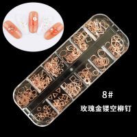 美甲饰品 彩钻镂空铆钉珍珠水钻平底钻异形钻饰指甲装饰品|8#玫瑰金镂空柳钉