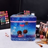 大容量卡通少女化妆包多功能多层便携手提化妆品收纳盒化妆箱|浪漫港湾大号(加高双层)