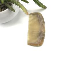 水牛黄牛角免费刻字梳防静电按摩护理头皮梳男女家居梳妆打扮|花纹月梳12厘米左右