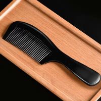 家用牛角梳子女学生古风梳头发器防静电脱发男士梳|黑牛角19cm 自用简装