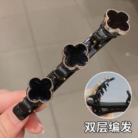 2021年边夹侧边编发器女水钻发夹刘海夹头饰发卡鸭嘴夹|四叶草黑
