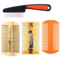 虱子梳竹梳子篦子木头加密刮头屑去虱卵密齿梳儿童去虱子细齿老式|[竹+钢+树脂+塑料]4件套