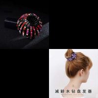 发夹女后脑勺抓夹日系丸子头花朵盘发器发卡马尾头饰品|中号花朵紫罗兰+鸟巢七彩[2个装]