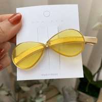 发夹女韩版个性墨镜刘海夹一字夹边夹少女鸭嘴夹|黄色[关注店铺送礼品]