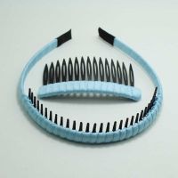 ins发箍可爱简约发饰学生百搭防滑布艺带齿洗脸头箍刘海夹女发卡|螺纹款蓝色组合