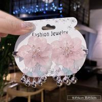 古装夹子头饰古风发夹饰品汉服配饰边夹发饰步摇苏仙对夹发卡|79#粉水晶花铃铛