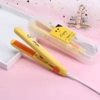 迷你小夹板空气刘海内扣卷发棒直卷两用直发器不发小型烫发器|黄色+收纳盒