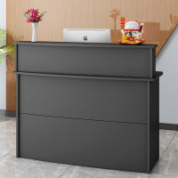 姬氏陆零现代简约收银台吧台桌柜美容院前台接待台小超市前台桌子商用 黑色 60*102