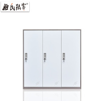 姬氏陆零 咖白套色小三门办公矮柜更衣柜铁皮柜小三钢制衣帽柜储物柜学生储物柜