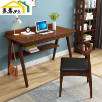 实木书桌简易电脑台式桌家用简约现代卧室办公桌学生学习写字桌子
