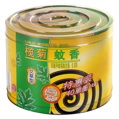 榄菊 大盘艾草型黑蚊香塑料筒装 40盘/盒 净含量620克